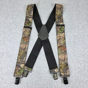 Camo Suspenders Men's One Size Hunting Green Brown Excellent X-Back 2 Inch Wide